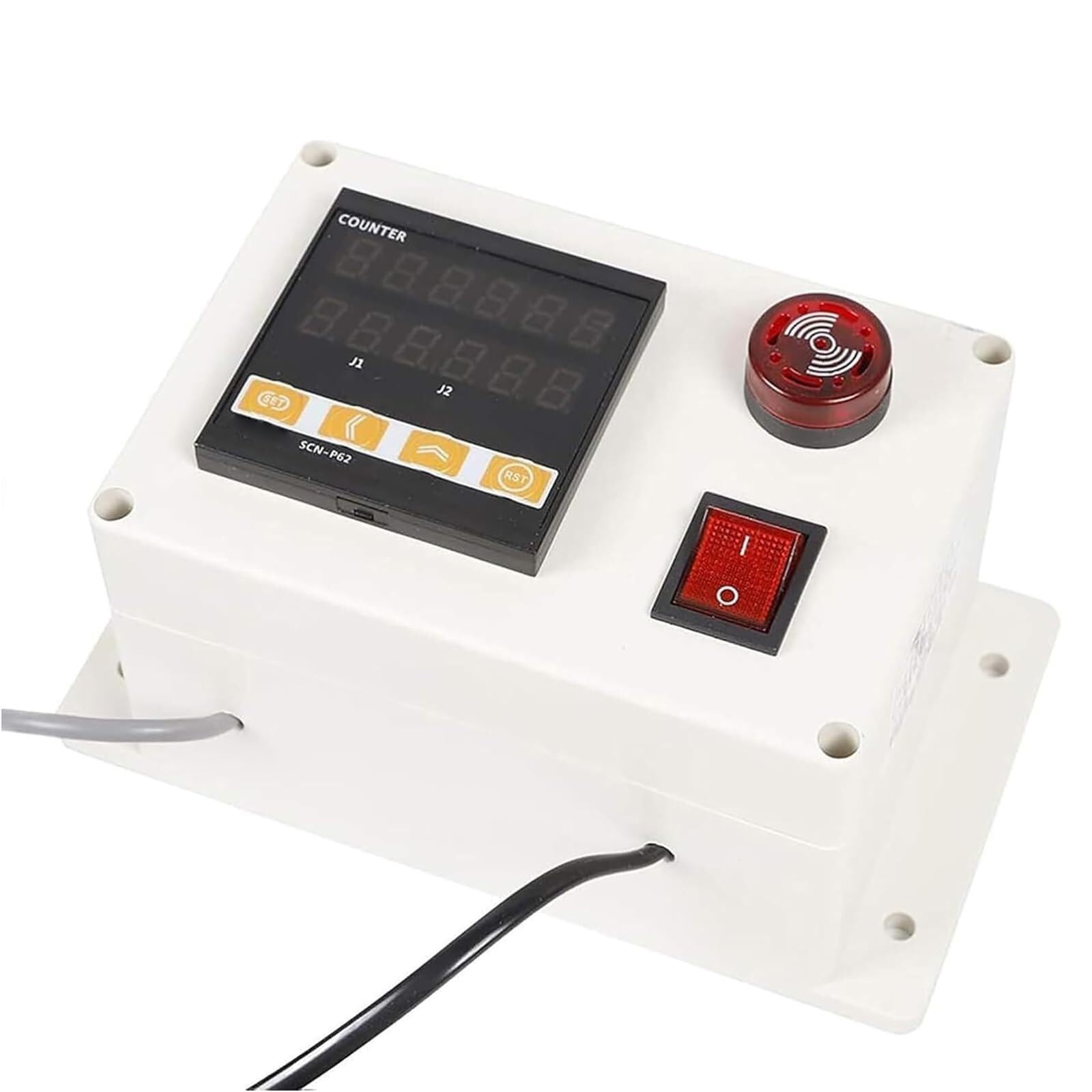 Contador de longitud con rueda rodante, control dual y alarma, rango 0-999999 para tela, acero, láminas