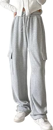 Rxozrxoz Womens Parachute Pants Drawstring Elastic Loose Cargo Sweatpants Y2K Baggy Cargo Pants Jogger with Pockets