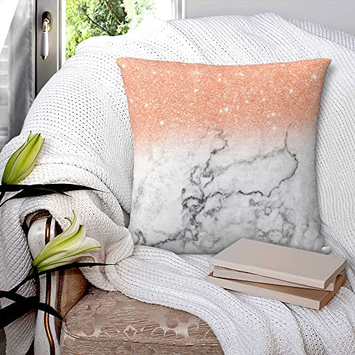 Throw Pillows Modern White Marble Pillow Covers Faux Rose Pink Glitter Ombre Cushion Cover Modern Pillowcases 18 X 18 Inch Home Decoration Square Pillows Protector For Sofa,Couch,Bed #TOP4