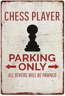 Vintage Chess Player Parking Metal Sign 8x12 Inch