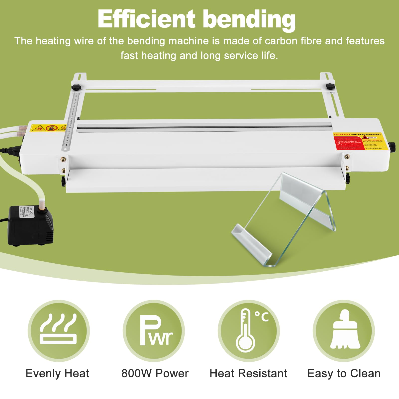 Cintreuse acrylique 60 cm 800 W Machine à cintrer la chaleur acrylique avec angle réglable de 0-90 degrés, largeur 0-30 cm, température 0-100 ℃, pour 1-6 mm PVC/PC/ABS/PP, etc.