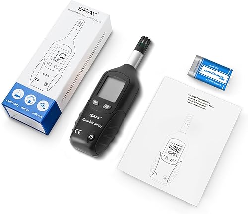 Miniatura 7 de ERAY Termómetro psicómetro digital higrómetro con luz de fondo, medidor de lectura de temperatura y humedad, termohigrómetro con punto de rocío