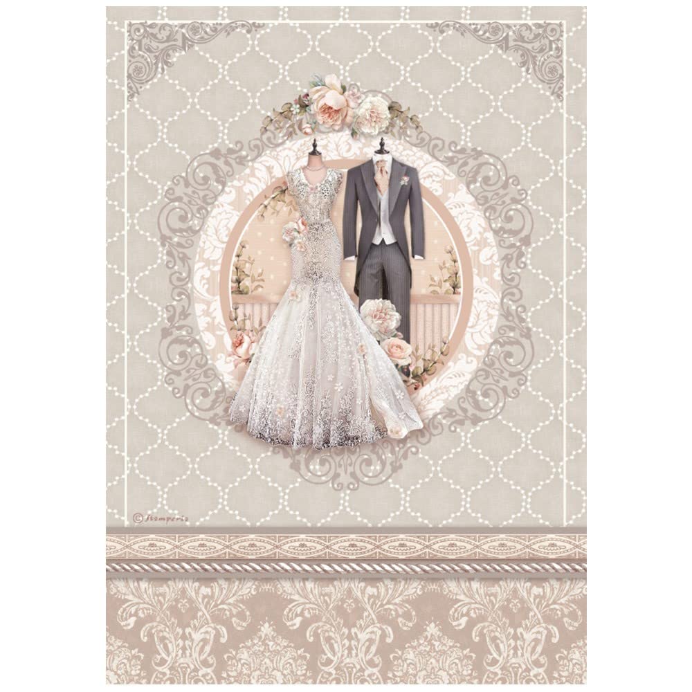 Stamperia White International -Rice Paper-You And Me-Wedding Dress, Osfa