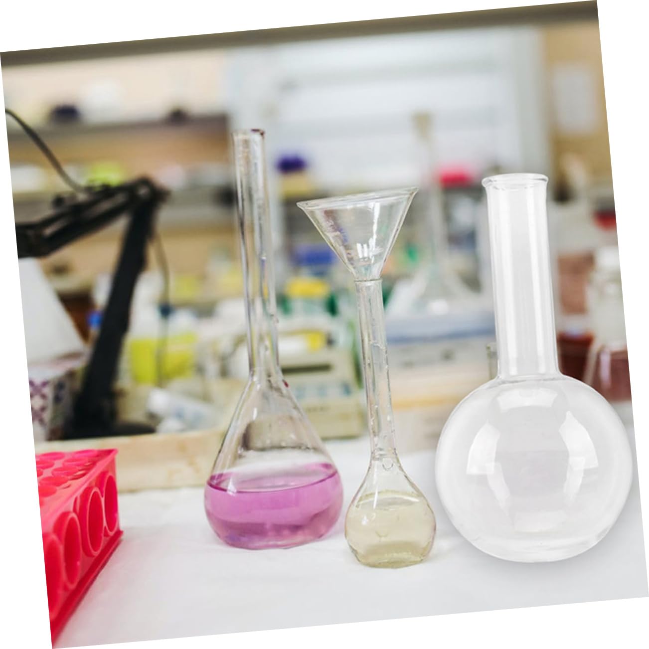 GALPADA 2 Stück Rundkolben Glasflaschen mit Schmalem Hals aus Glas Leicht für Chemische Experimente im Labor der Schule