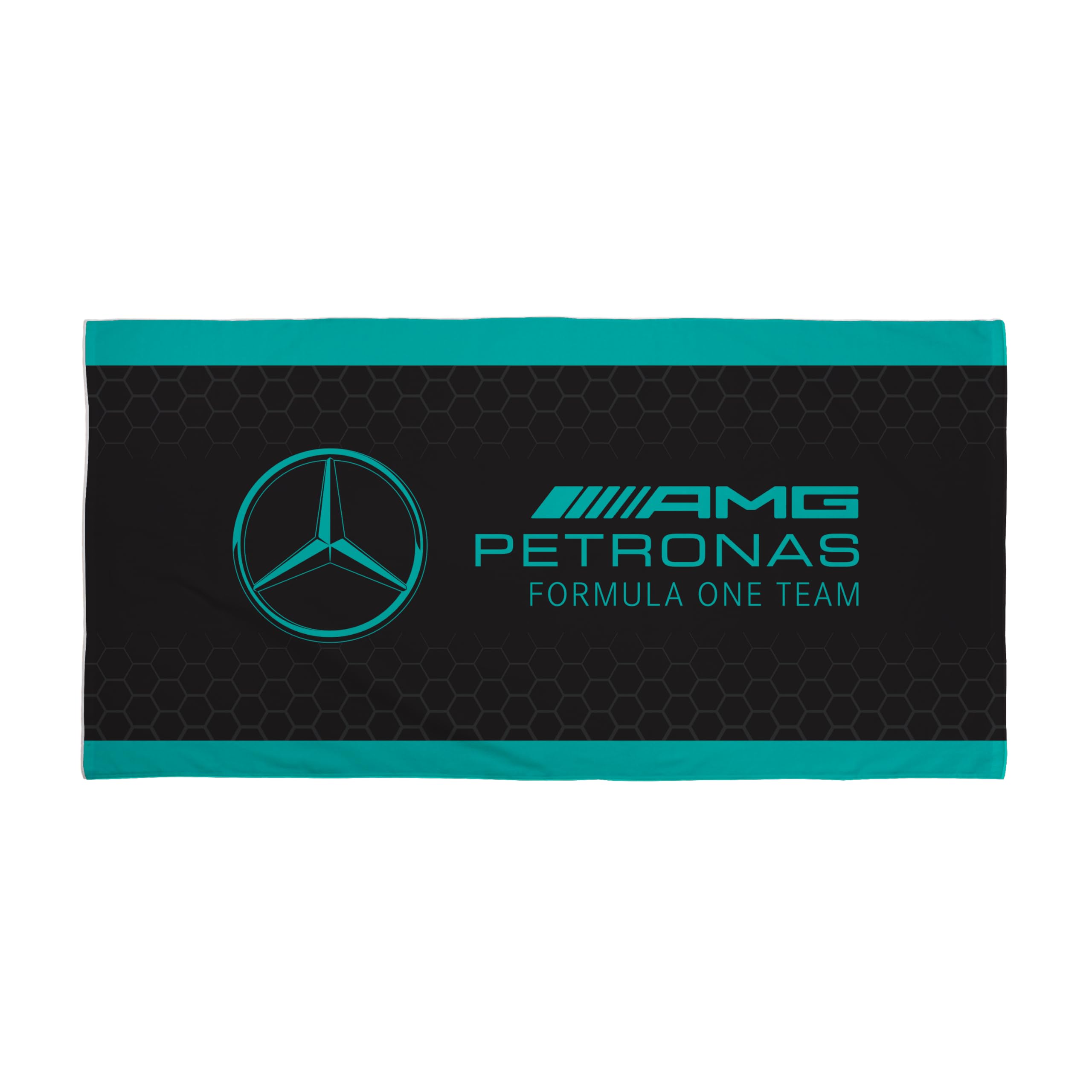 CHARACTER WORLD Asciugamano ufficiale Mercedes F1 | Super morbido al tatto, design della squadra Formula Uno | Perfetto per casa, bagno, spiaggia e piscina | Taglia unica 75 cm x 150 cm | 100% cotone