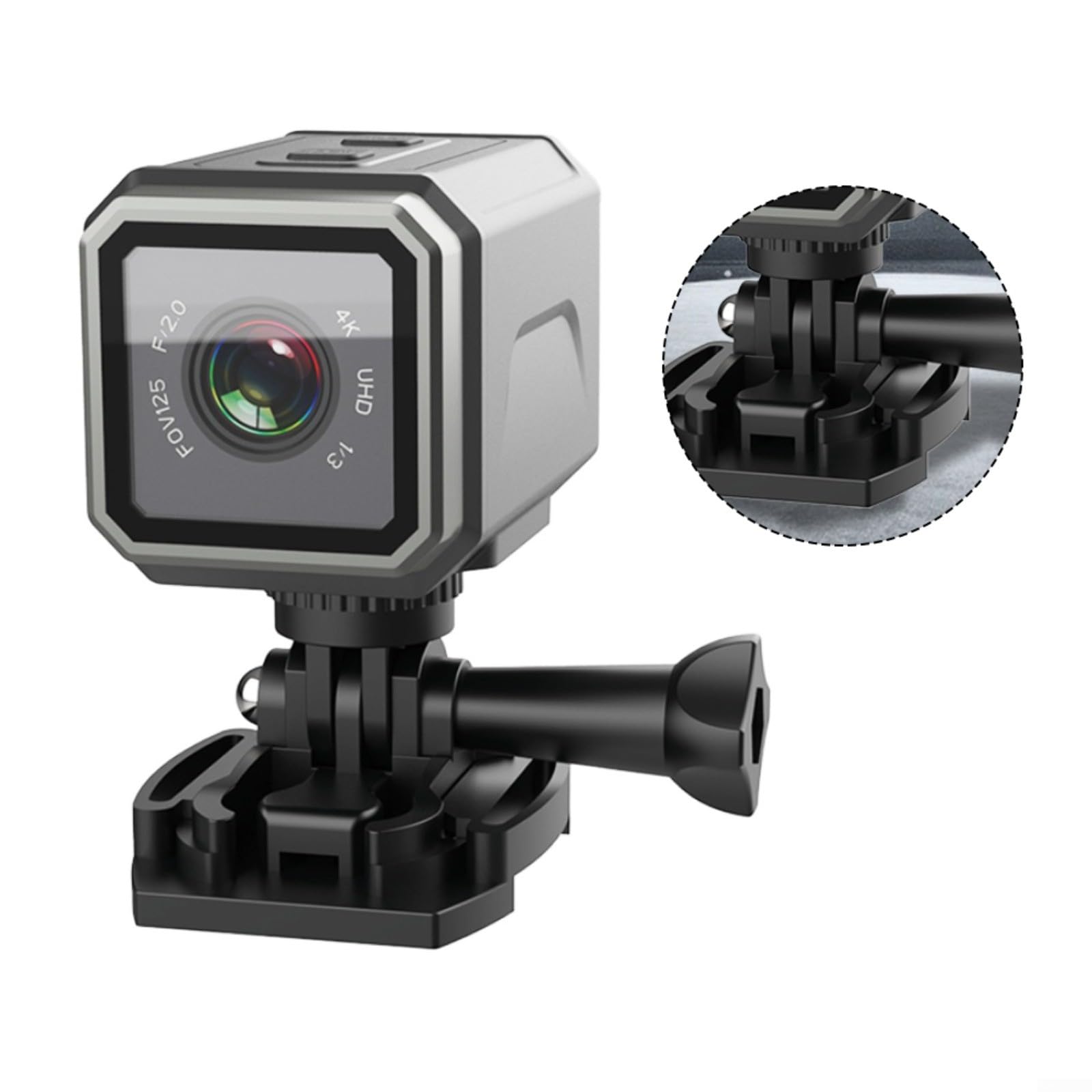 Action Camera 4K con WDR, batteria da 3000 mAh, vivavoce per casco per ciclismo, viaggi, passeggiate con animali domestici, corpo in ABS nero