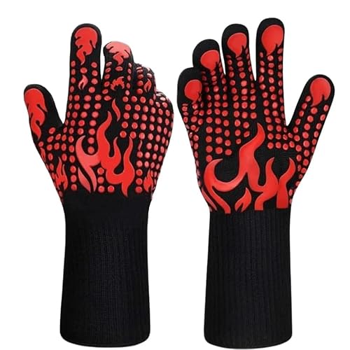 Heat Resistant BBQ Gloves, Non-Slip Silicone Grip, 1472°F Heat Protection, Breathable Inner Lining, Cooking Baking Grilling Gloves