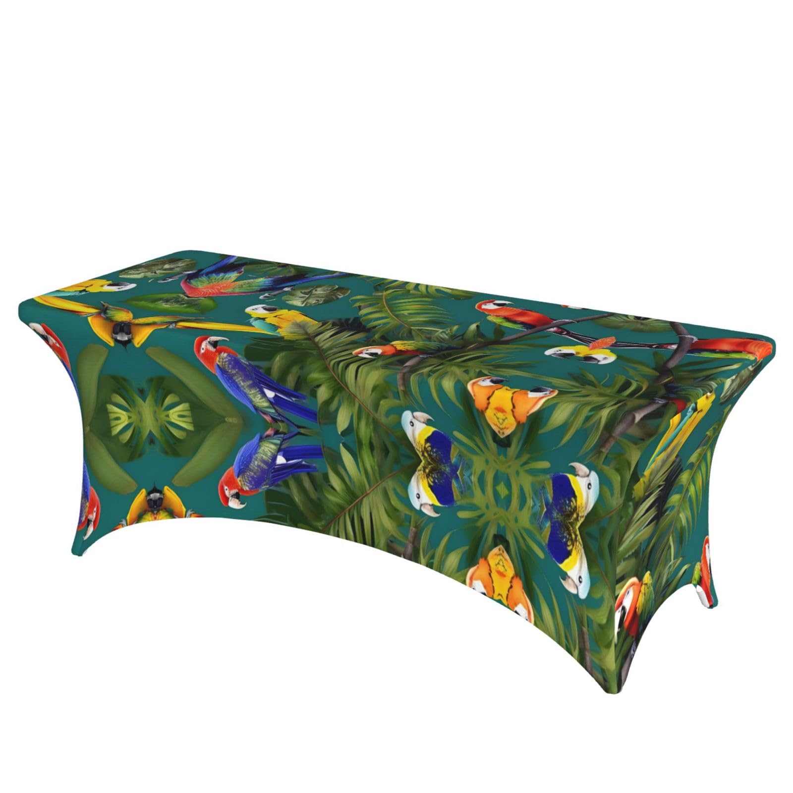 Nappe élasthanne stretch lavable de 1,8m au motif imprimé plantes tropicales