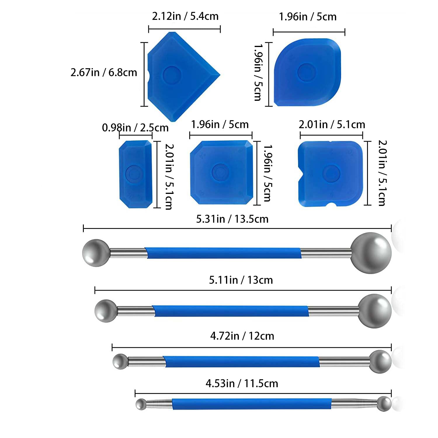 Set di 9 utensili per guarnizioni, 4 spatole metallo e 5 estrattori silicone, kit lisciatura giunti bagno cucina