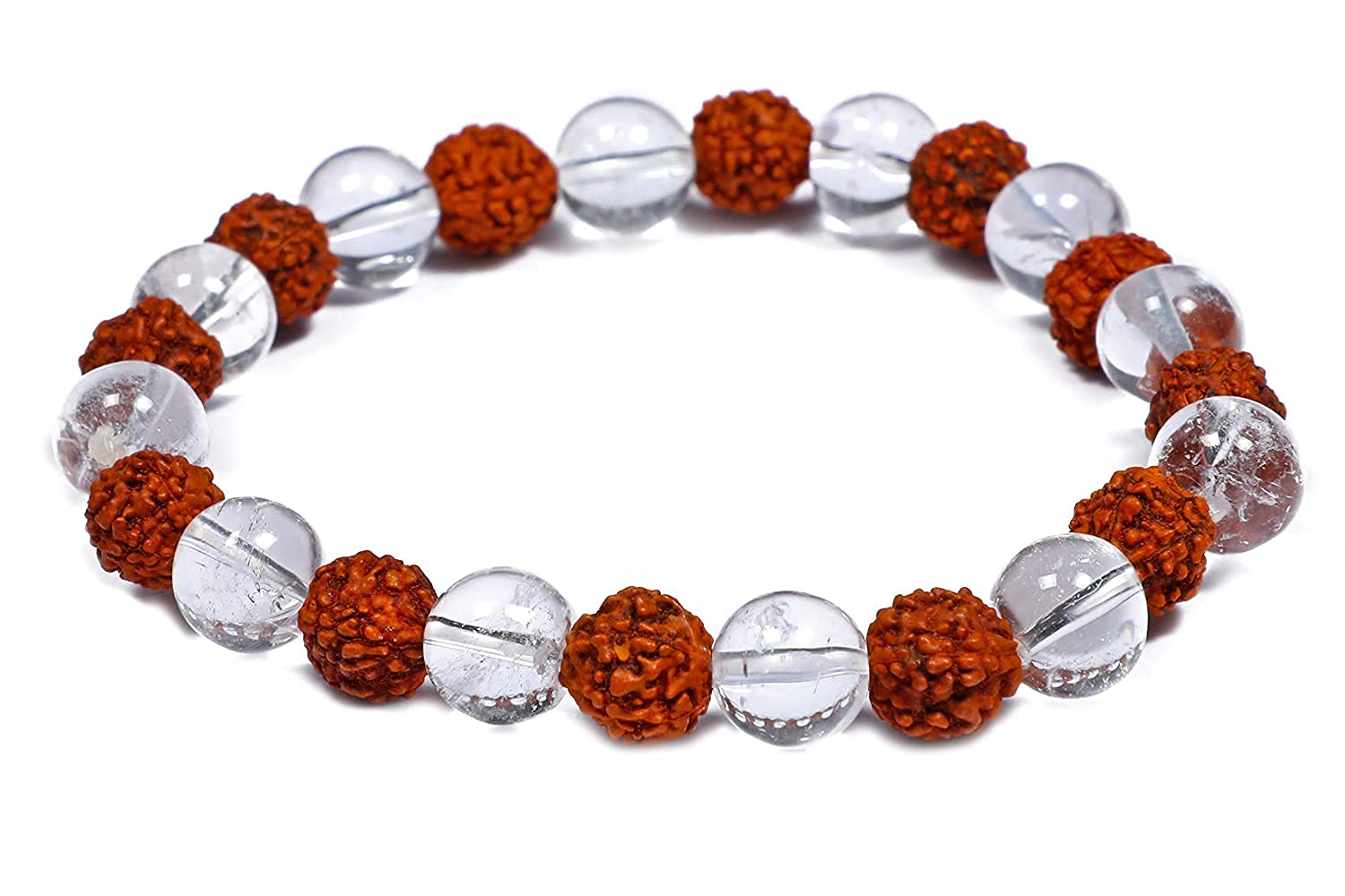 Petrichor Original Rudraksha Sphatik Bracelet | Clear Crystal | Stretchable Band 6.5 To 7.5 Inches | Bead Size: 8 Mm For Unisex Adult (Colour: Multi) (B09WYGWNGF) Amazon Price History, Amazon Price Tracker