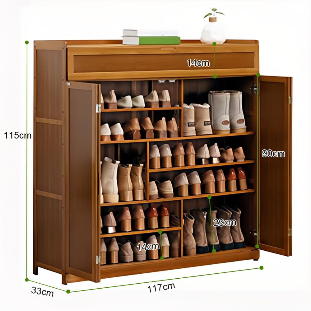 Scarpiera Organizer per Scarpe per Ingresso, scarpiera con cassetti, scarpiera Vintage con 2-4 ante/Marrone/24,8 * 13 * 54,3 Pollici