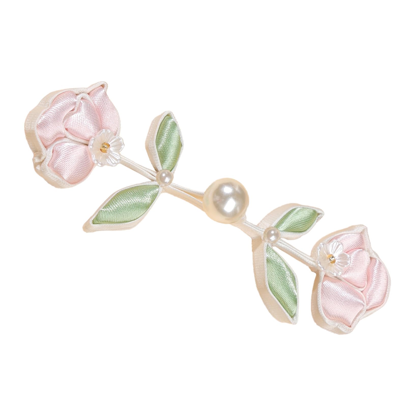 NMFLAB Pearls Floral Chinese Button Closure Decorative Sewing Button Fasteners for Bridals Dress Garment and Sewing Sateen Chinese