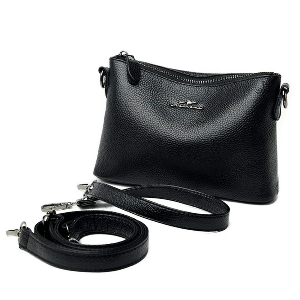 ZBDZSW Bolso de Mano de Piel de Vaca auténtica Bolso de Mano de Cuero de diseñador para Mujer Bolso Bandolera de Gran Capacidad Black