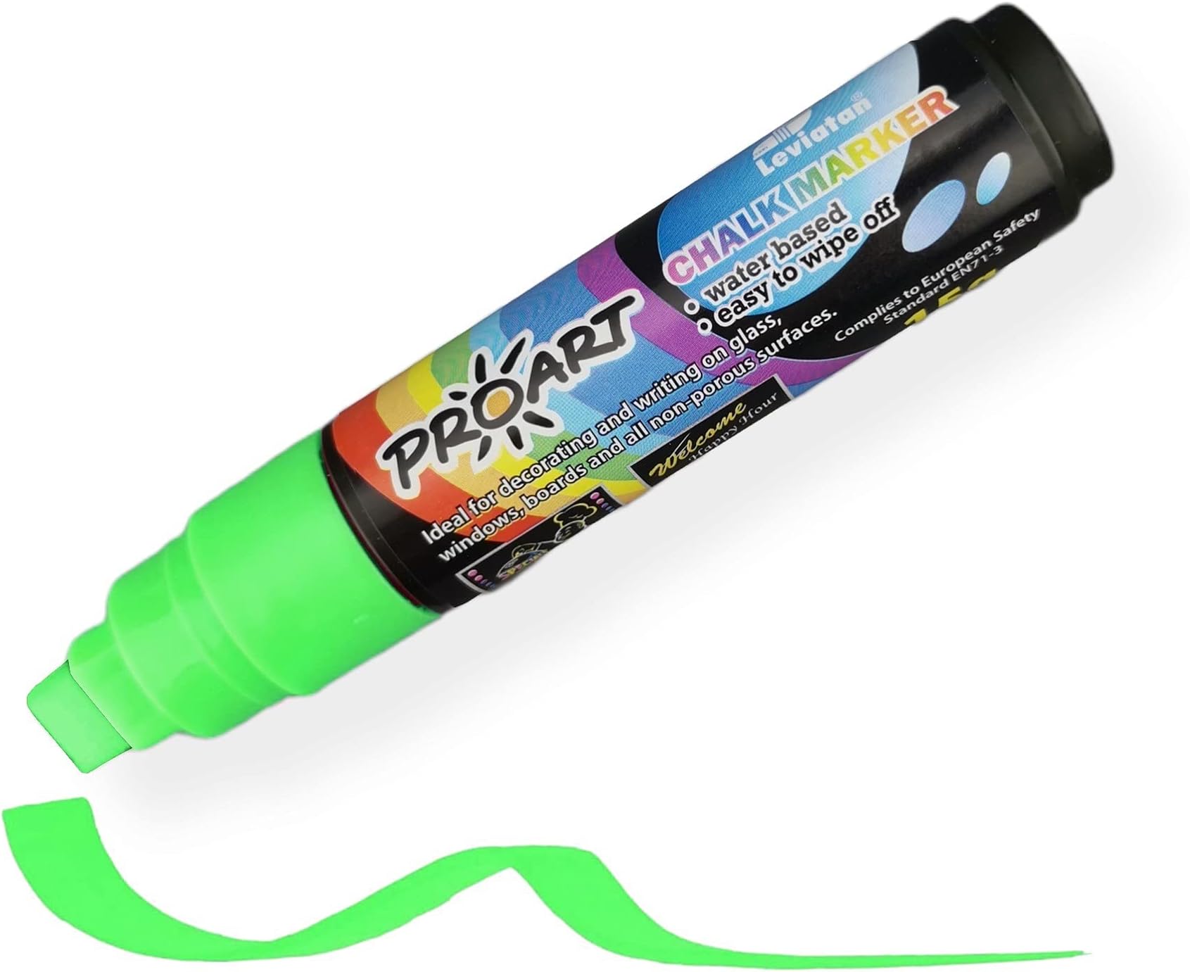 Feutre Craie 4 Stylos Craie Effaçables STATIONERY ISLAND - Pour Tableau Noir, Verre, Fenêtre, Pointe 6mm, Blanc Décoration Fenêtre Menu