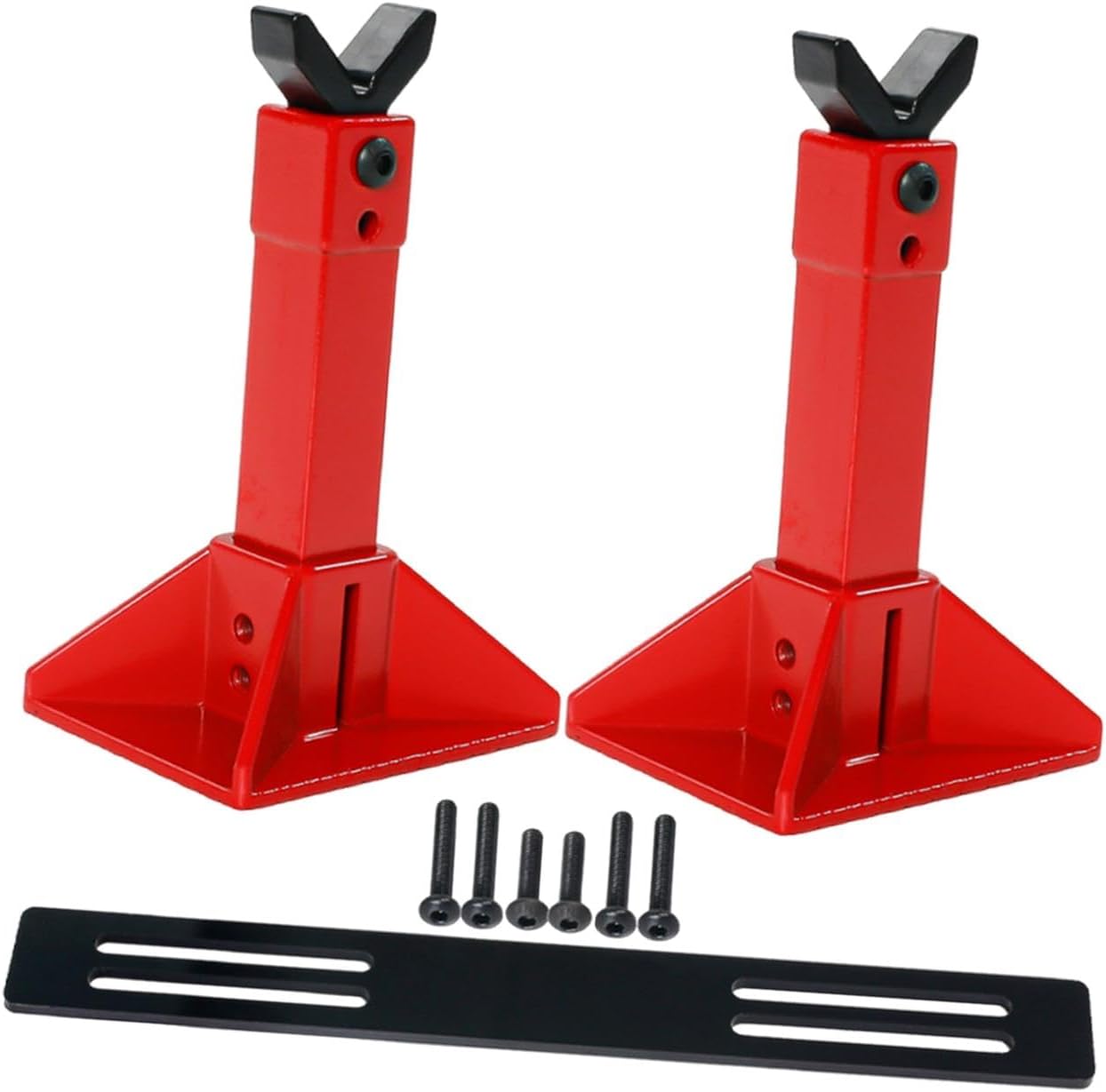 harayaa RC Car Jack Stands Model Miniature Sculpture Micro Scene Simulation Repair Accessory Axle Display Rack Suitable for Garage Repair, red