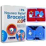 P6 Health Original Natural Anti-Nausea Relief Motion Car Sea Sickness Relief Children\'s Wrist Bands for Kids (2 Pack, Red - Blue)