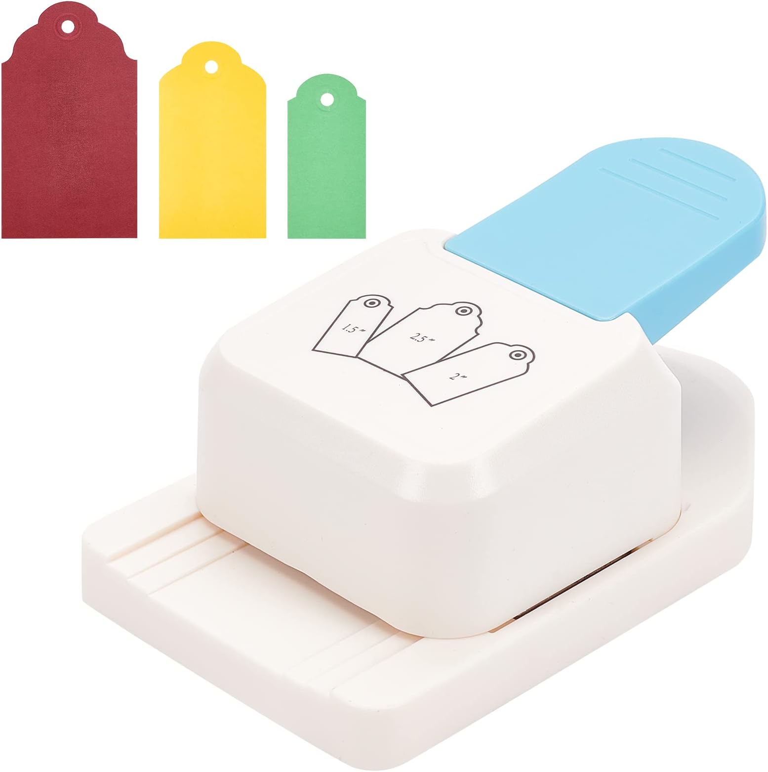 FINGERINSPIREPaper Craft Tag Punch 1.5" 2" 2.5" Tag Shape Lever Action Craft Puncher, 3 in 1 Gift Tag Paper Craft Punch Small Hole Punch for Paper Crafting Scrapbooking Cards Arts DIY Arts Crafts