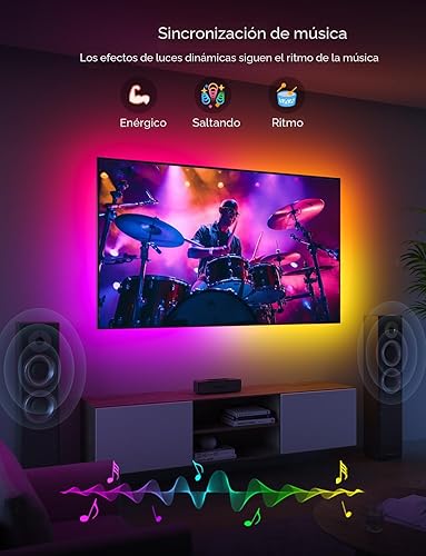 Miniatura 4 de Govee Tira de retroiluminación LED para TV, retroiluminación LED inteligente RGBIC para televisores de 40 a 50 pulgadas, sincronización de música,