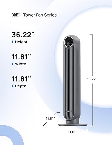 Miniatura 8 de Dreo Ventilador de torre para dormitorio, ventilador de suelo silencioso de velocidad de 25 piess, ventiladores oscilantes de 90 para interiores con