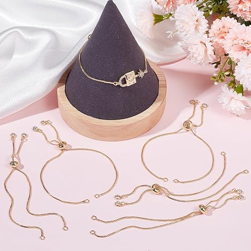 Miniatura 9 de Beebeecraft 10 unidades de 2 colores ajustables deslizantes cadena de pulsera chapada en oro de 18 quilates con circonita cúbica italiana bola de