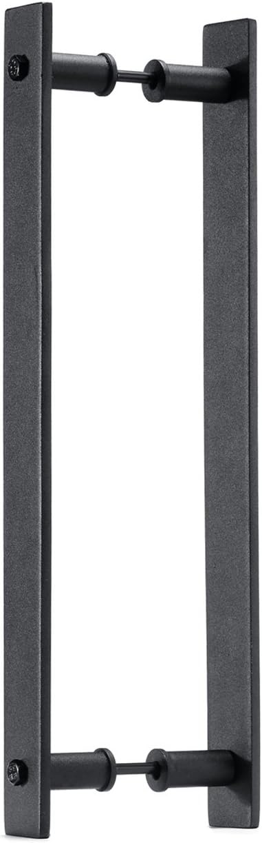Toprema 14" Steel Rustic Black Sliding Barn Door Handle Pull Wood Door Two-Sided Flat Bar-to-Bar Handles Hardware