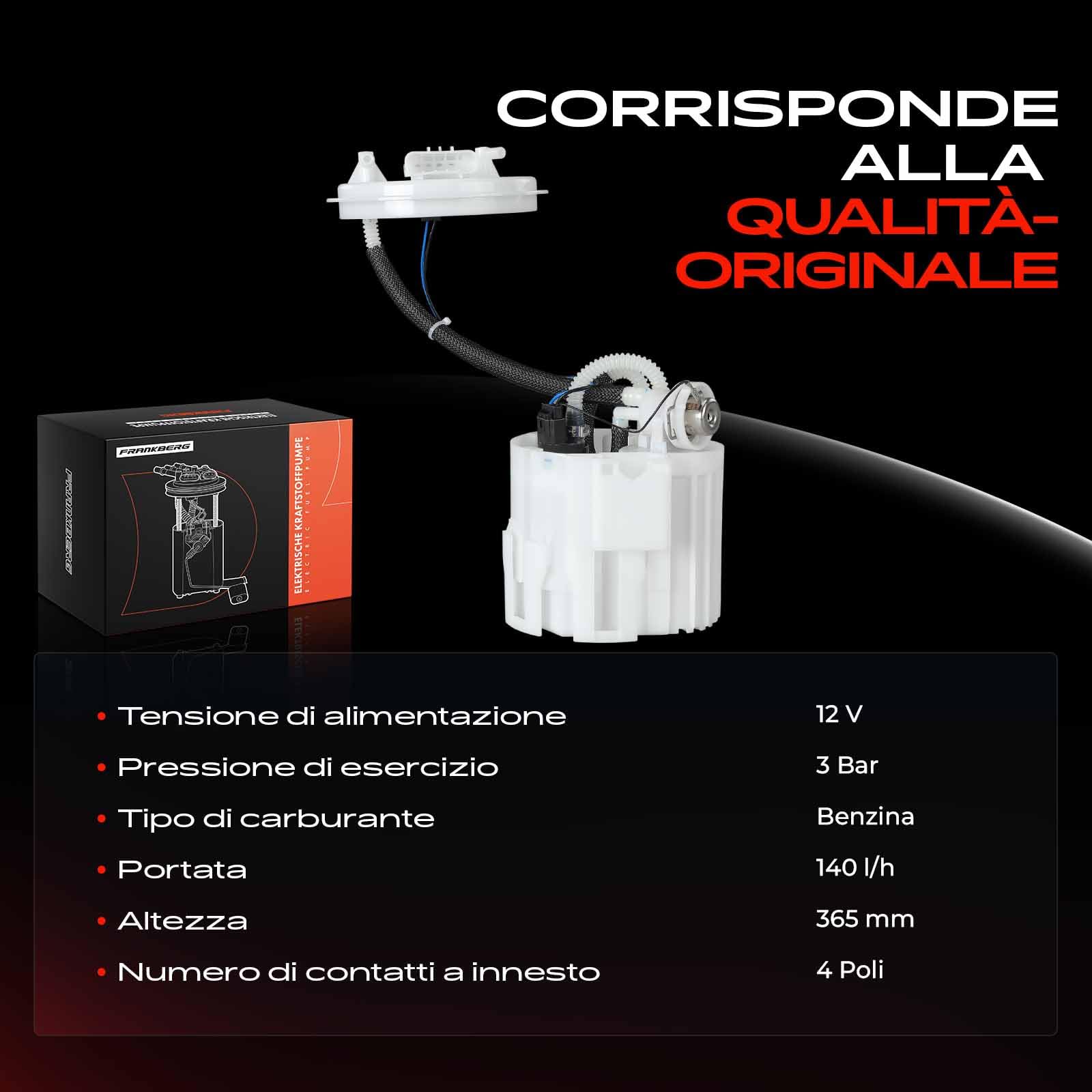 Frankberpo di Carburante Fördereinheit BenzinaPompa Elettrico Compatibile con Meriva 1.4L-1.8L 2003-2010 Replace# 1582980174 93188320 13196444