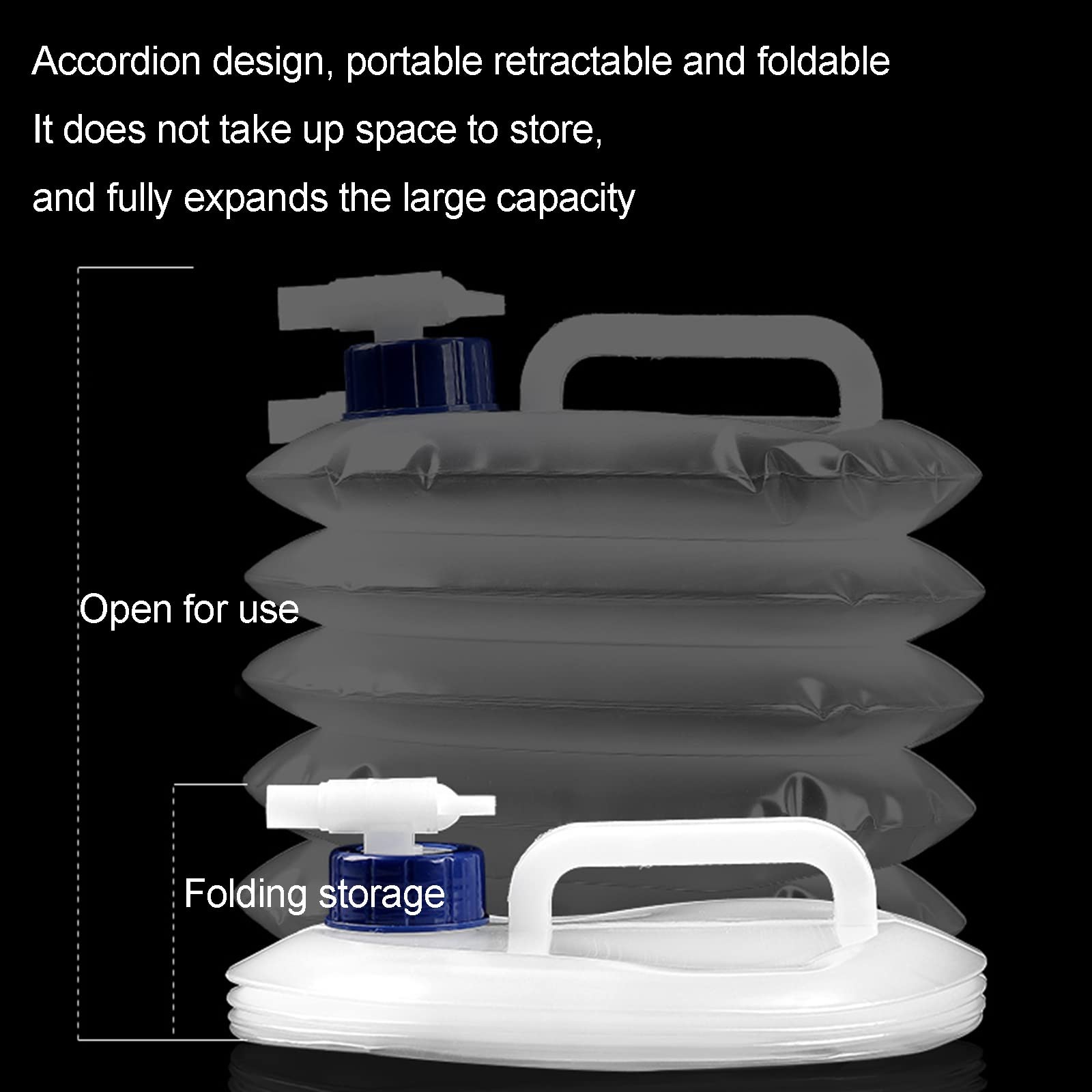 LFFH Collapsible Water Tank, BPA-Free Outdoor Foldable Plastic Water Bag for Camping, Hiking, Canteens, Picnics, BBQ, Survival Kit (Colour : Clear, Size : 8L)