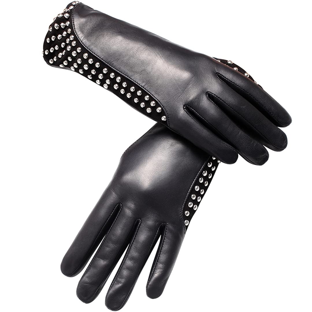 Guanti in pelle da donna stile punk Guanti da moto con rivetti caldi alla moda Guanti da moto Windptoof all'aperto
