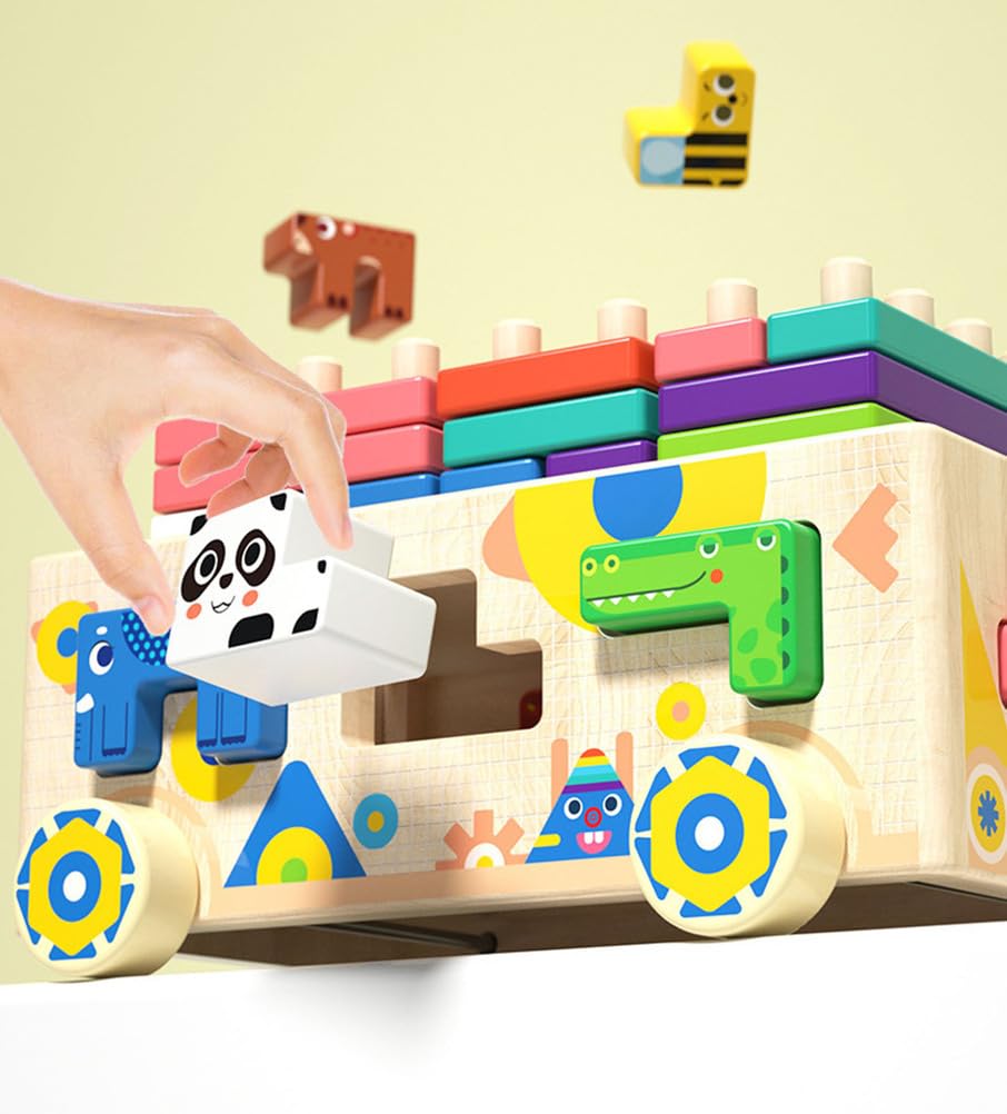Macchinina Intelligente Montessori in Legno per Ordinamento delle Forme