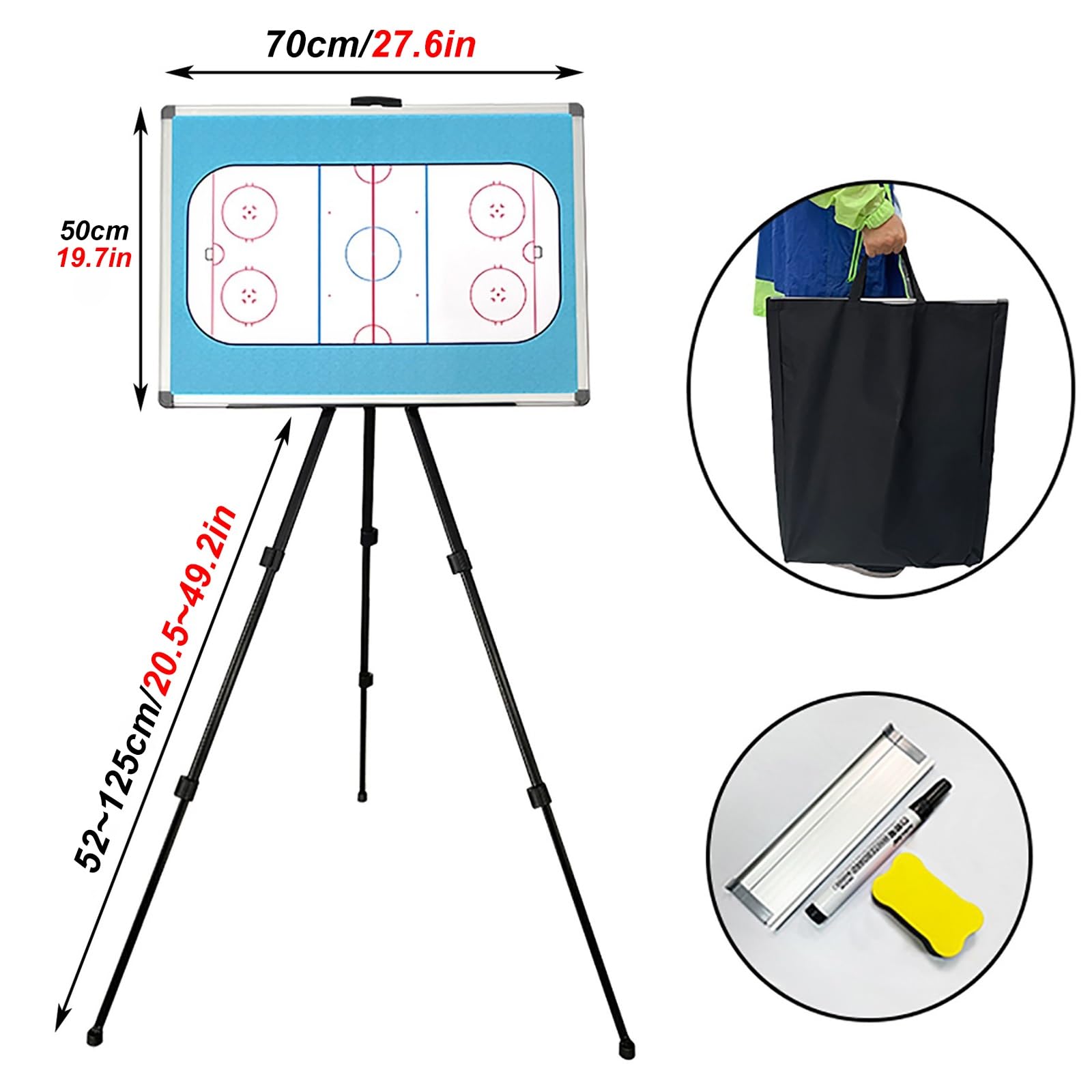 Lavagna Tattica per Hockey Su Ghiaccio, Lavagna Magnetica per Allenatori | Robusta e Resistente, Design A Doppia Faccia, Ideale per L'insegnamento(Bag)