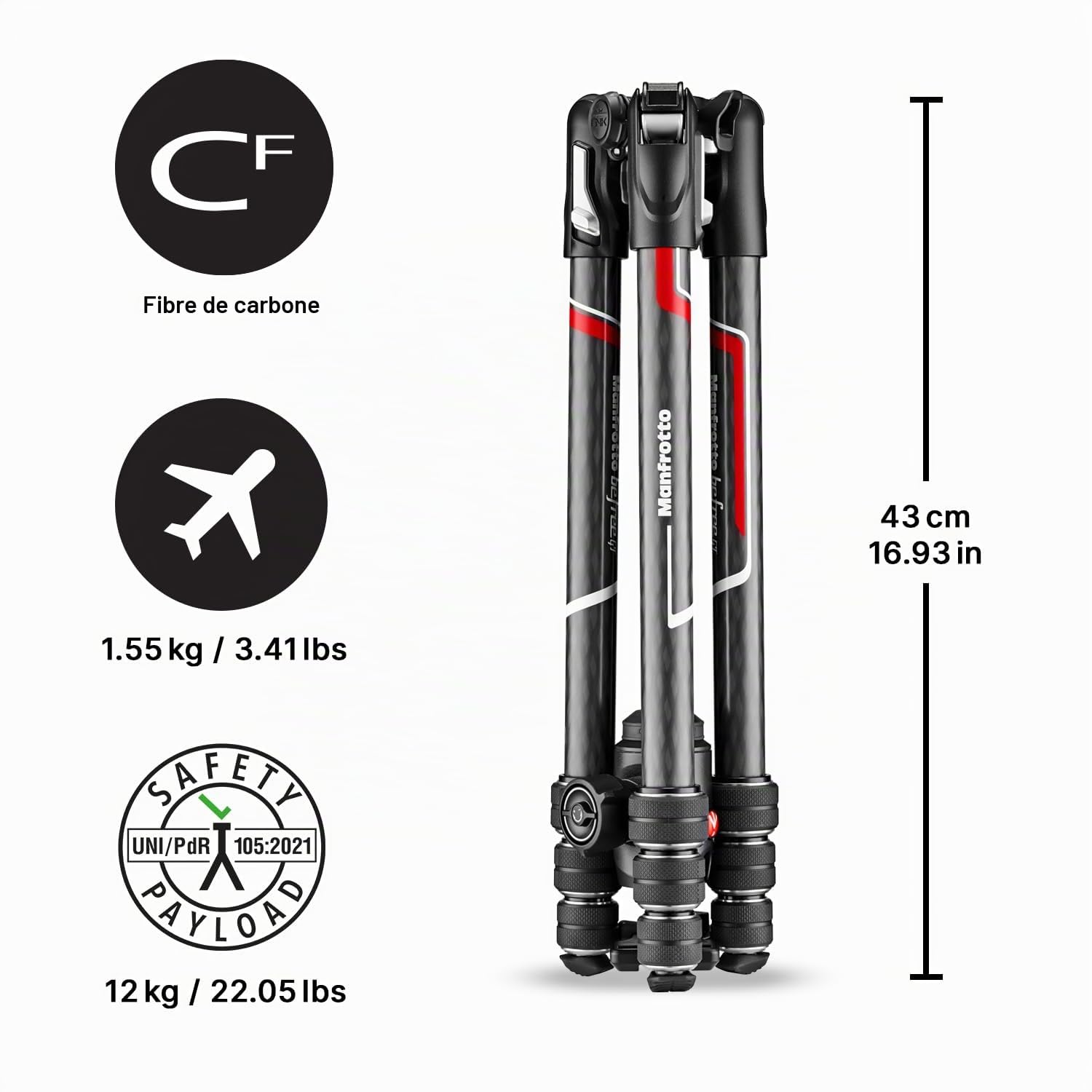 Manfrotto Befree Advanced GT Pro Camera Tripod Kit, Travel Tripod with Ball Head, Portable & Compact, Professional Carbon Camera Tripod for DSLR, Reflex, Mirrorless, Photo Accessories, MKBFRTC4GT-BH