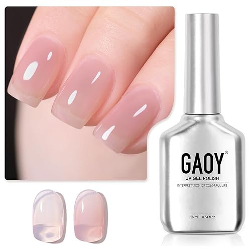 GAOY Jelly Nude - Esmalte de uñas en gel, 0.6 onzas líquidas, esmalte de gel translúcido rosa rosa translúcido, curado con luz UV para arte de uñas,
