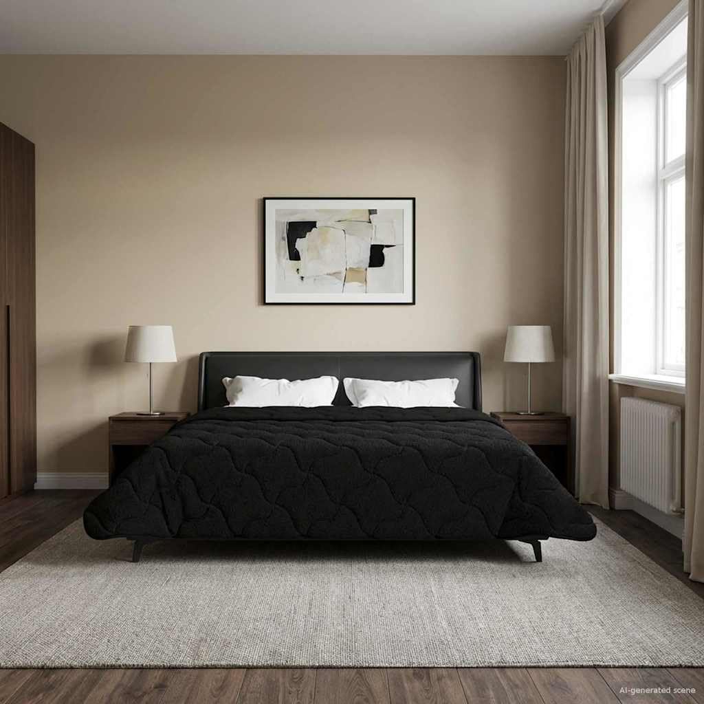 Manta de verano negra para interior ideal para noches frescas en el sofá o cama