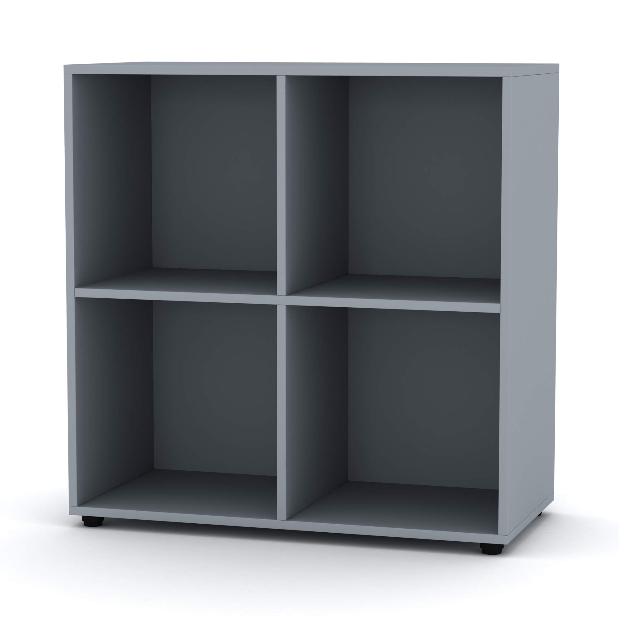 URBNLIVING Wooden Grey Cube Bookcase Shelving Display Shelves Storage Units Wood Shelf Door (Grey Bookcase Without Door, 4 Cube)