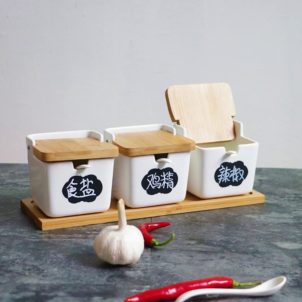 Pots à épices en verre, Boîte d'assaisonnement en céramique à clapet de cuisine japonaise, pot d'assaisonnement, huile, sel, sucre, pot de piment, bouteille d'assaisonnement, ensemble de pots d'assais