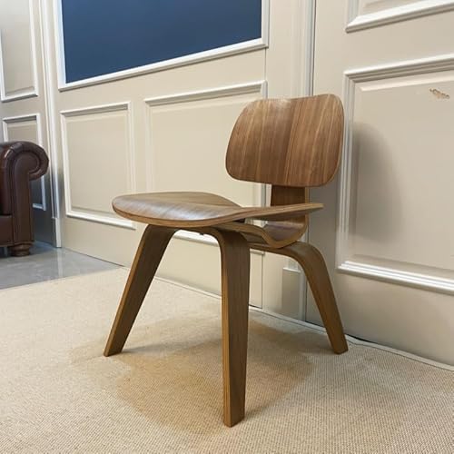 Generic Molded Plywood Dining Chair Wood Base for Kitchen Dining Bedroom Living Room Mid Century Modern Furniture Dinner Side Chair (Walnut-Natrual Color)
