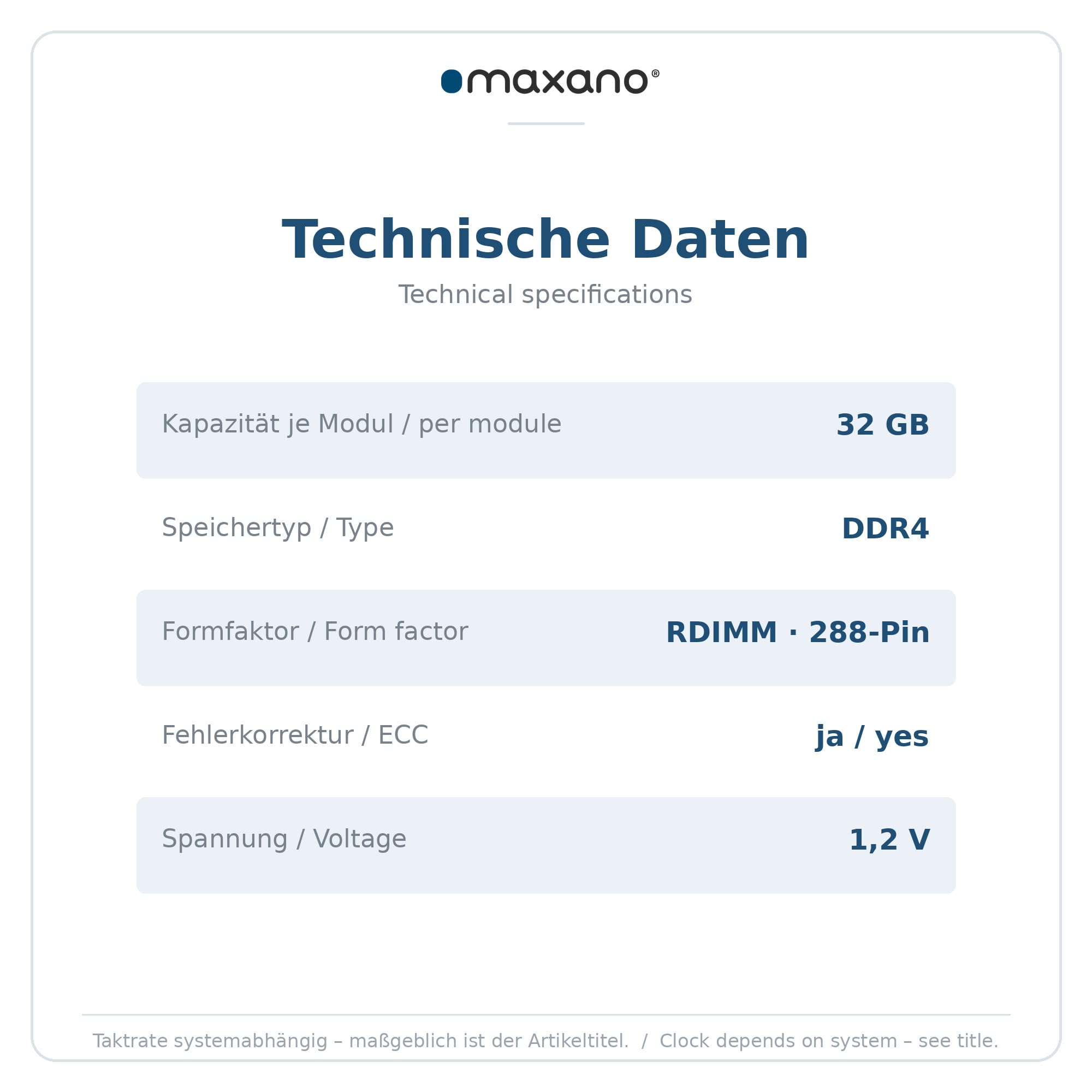 Maxano 32GB RAM kompatibel mit Dell Precision 7810 Tower (DDR4 PC4-19200, RDIMM, ECC)