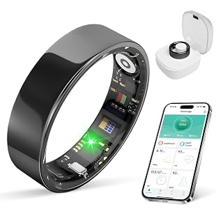 Smart Ring with Sleep Monitoring, 10-Day Battery Life, Stress/Heart Rate/Women's Health Tracker,No APP Subscription, Android & iOS Compatible (Black, 7) - Amazon product rated Grade A