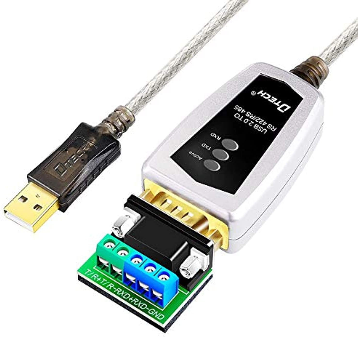 DTech 5 Position USB to RS422, RS485 Serial Port Adapter Cable with FTDI Chipset for Windows 10/8/7/XP/Mac (4ft)
