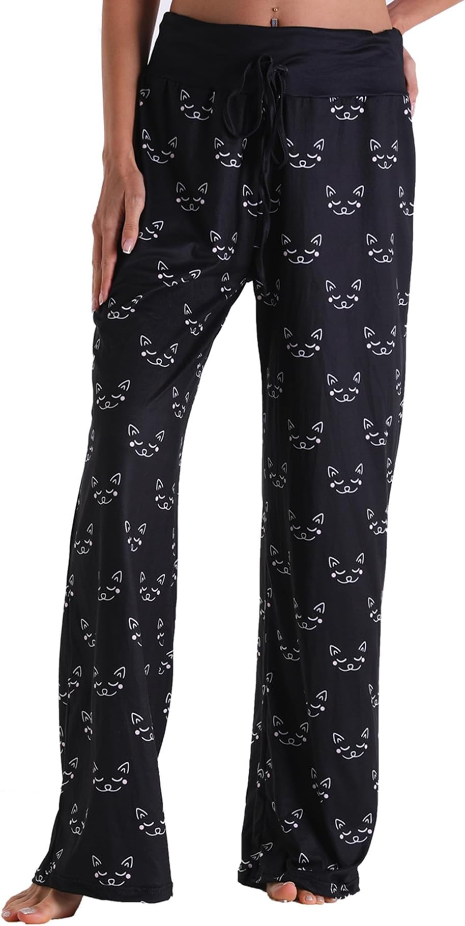 Women Pajama Pants Comfy Lounge Wide Leg Casual Stretch Palazzo Drawstring Pj Bottoms Pants S-3XL