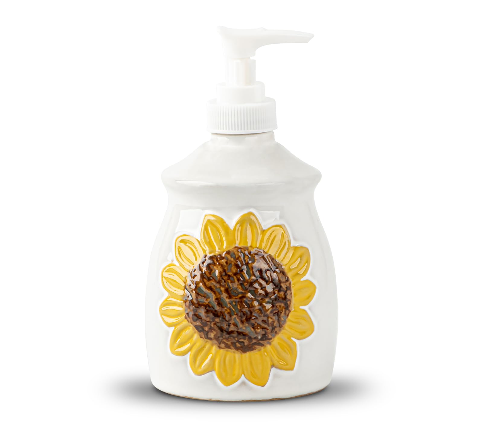 Sunflower Soap Dispenser Bathroom Cramic Hand Soap Dispensor for Bathroom White Bathroom Soap Dispenser