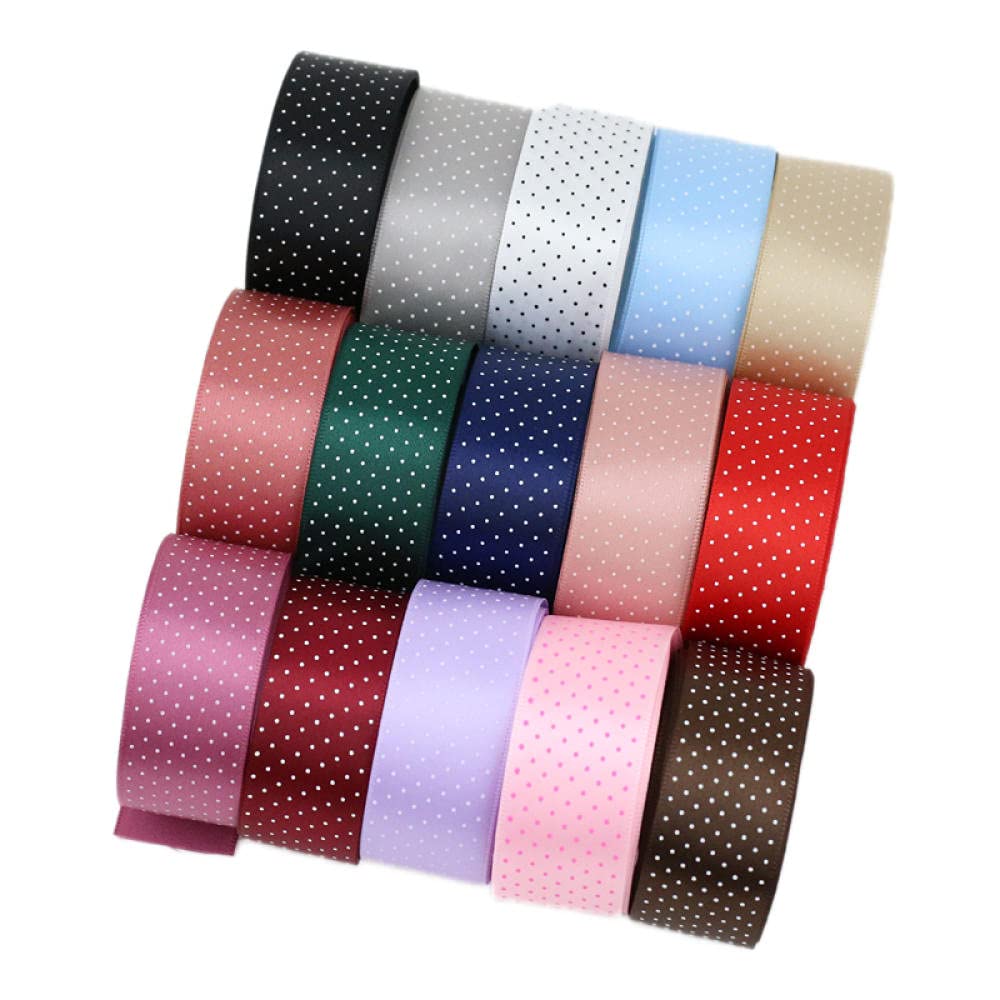 Ribbons For Gift Wrapping Ribbon For Fabric Satin Ribbons Dot Print Satin Wstążka Piękny Seria Hurtownie 10Yardów / Partia Wstążka Tkaniny, Wstążka, Wstążka-Burgundia_25Mm.