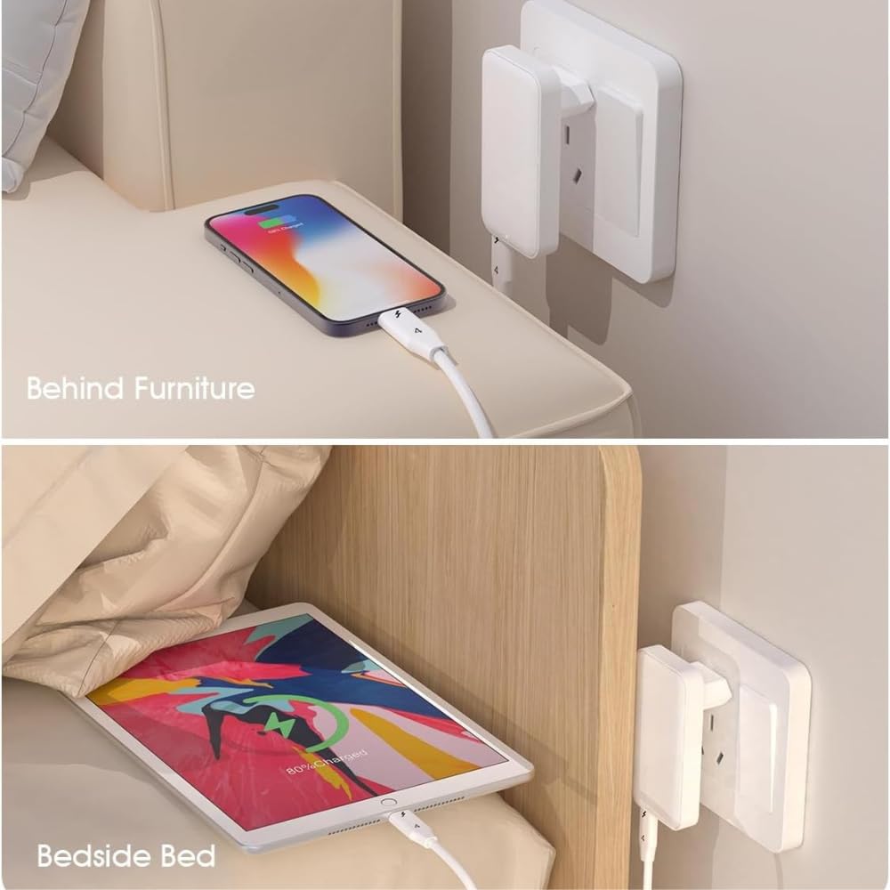 Ładowarka USB C 45 W, płaska ładowarka ścienna USB, ultra cienki adapter zasilający do iPhone 14 15 16 17 Pro/Max Samsung Galaxy, PD Szybka moc zasilania z USB-C USB-A, doskonała kompatybilność