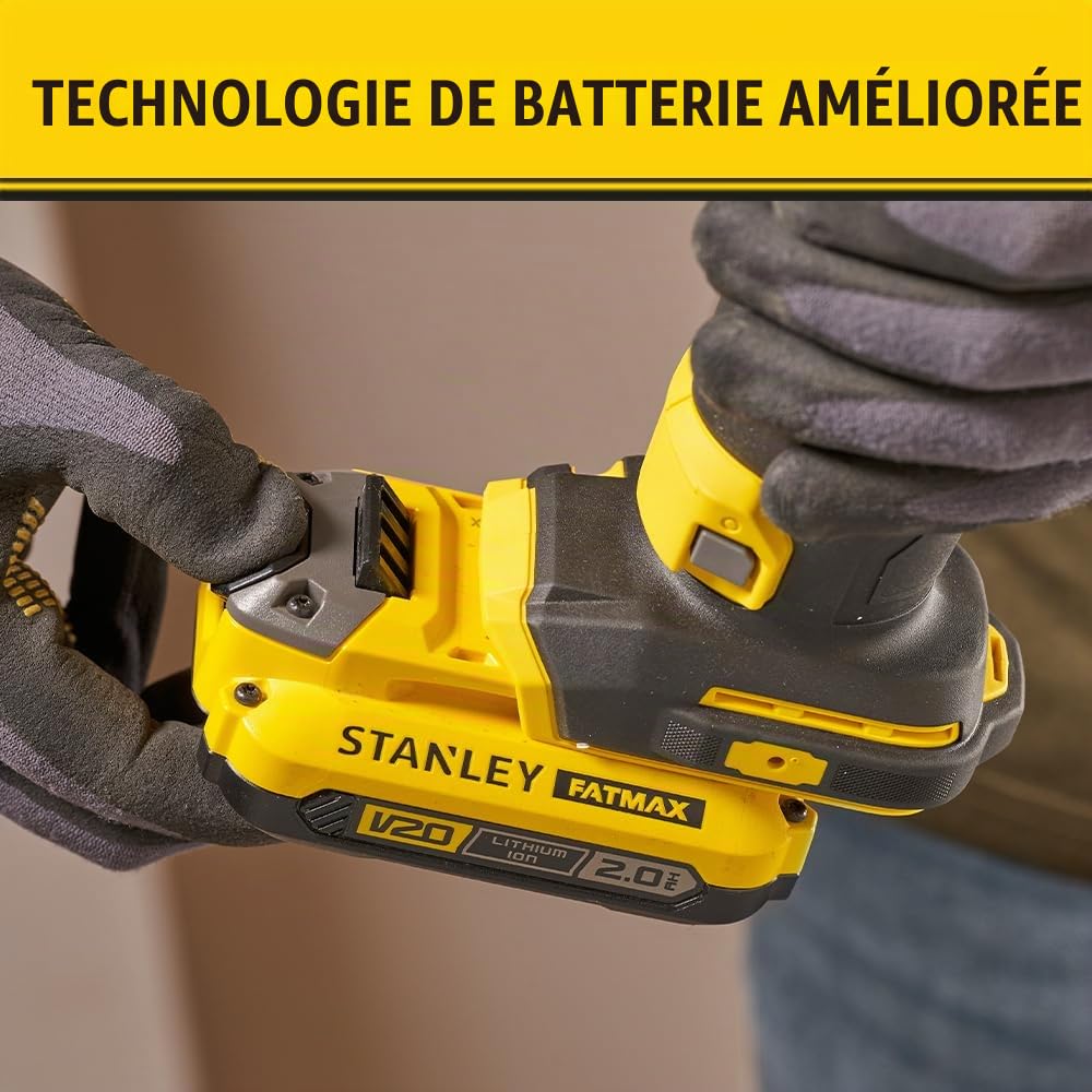 Stanley Sierra de Corte pour Panel yeso V20 Li-ION 18V, velocidad 26.000 RPM, diámetro de pinzas 3, 2 mm (1/8"), 6, 35 mm (1/4"), Luz LED. Sin cargador/batería. pour Pros et bricoleurs