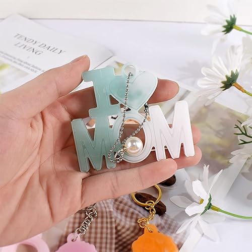 Miniatura 2 de HyzaPhix Juego de moldes de silicona para llavero de palabras de papá, molde de resina para colgar en la pared, molde de fundición epoxi con agujero