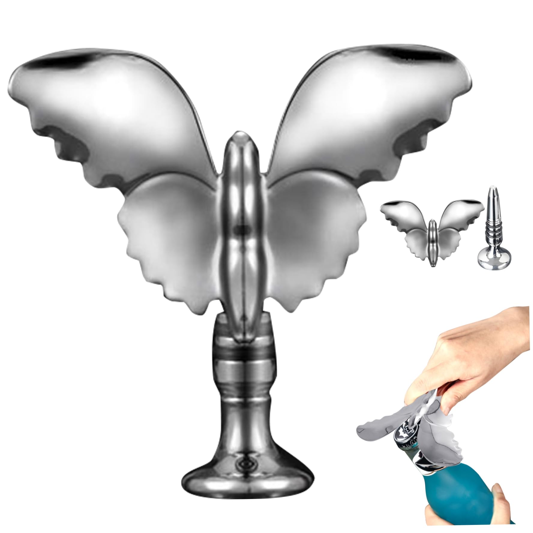 Ouvre-bouteille papillon en zinc haut de gamme avec socle rotatif design