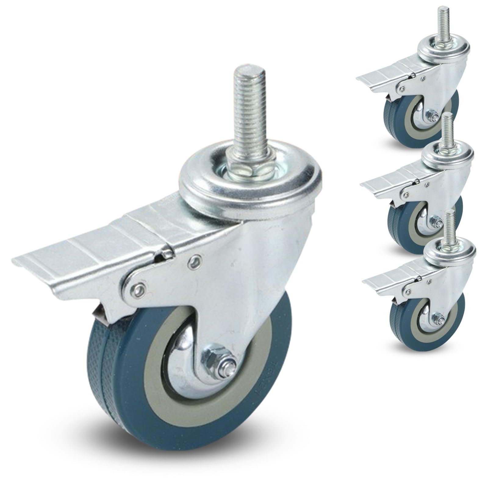 Petites roulettes pivotantes intérieur extérieur avec frein M12