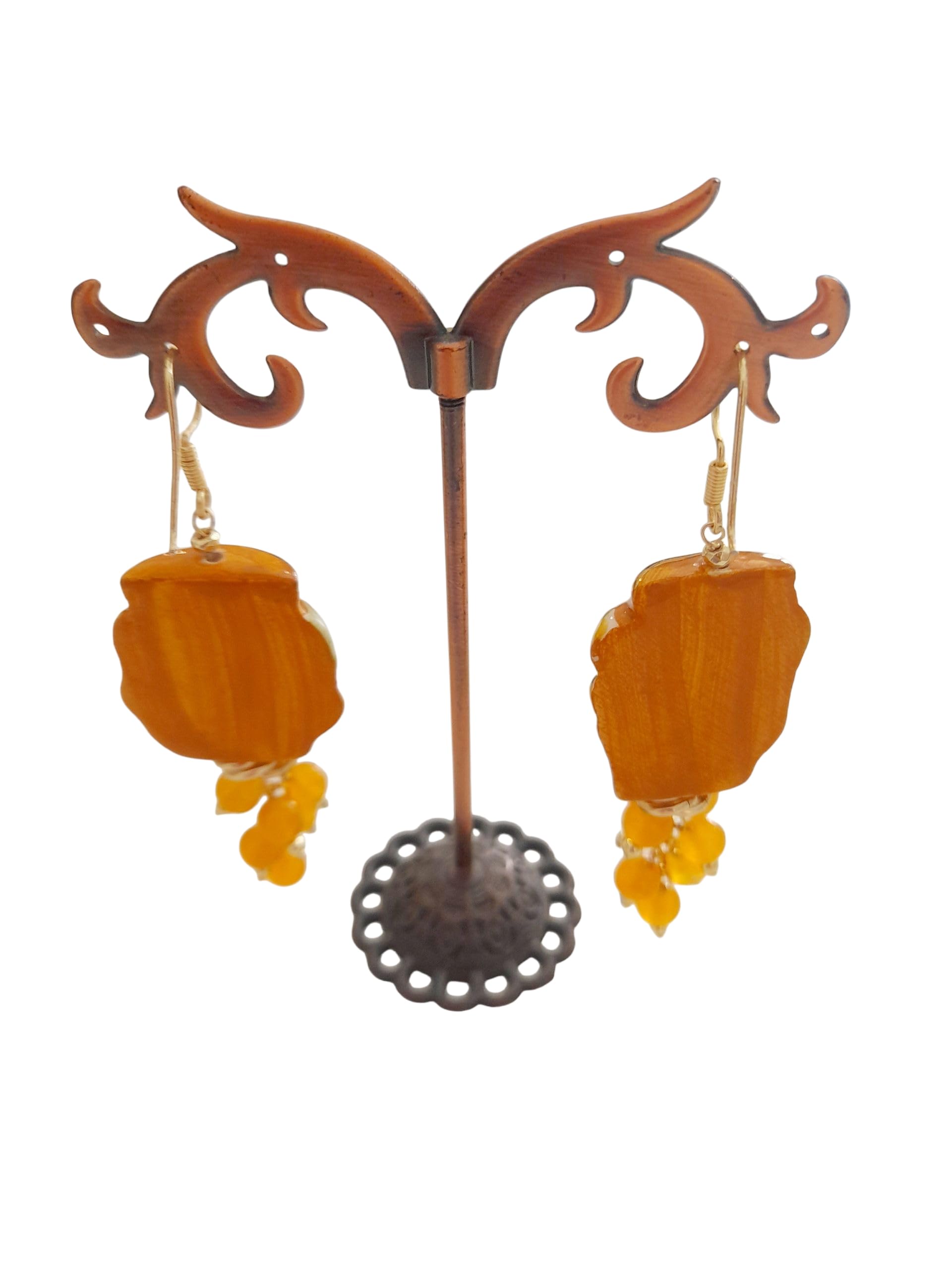 Pendientes Moor's Heads de cerámica Caltagirone con perla turquesa y esmalte dorado