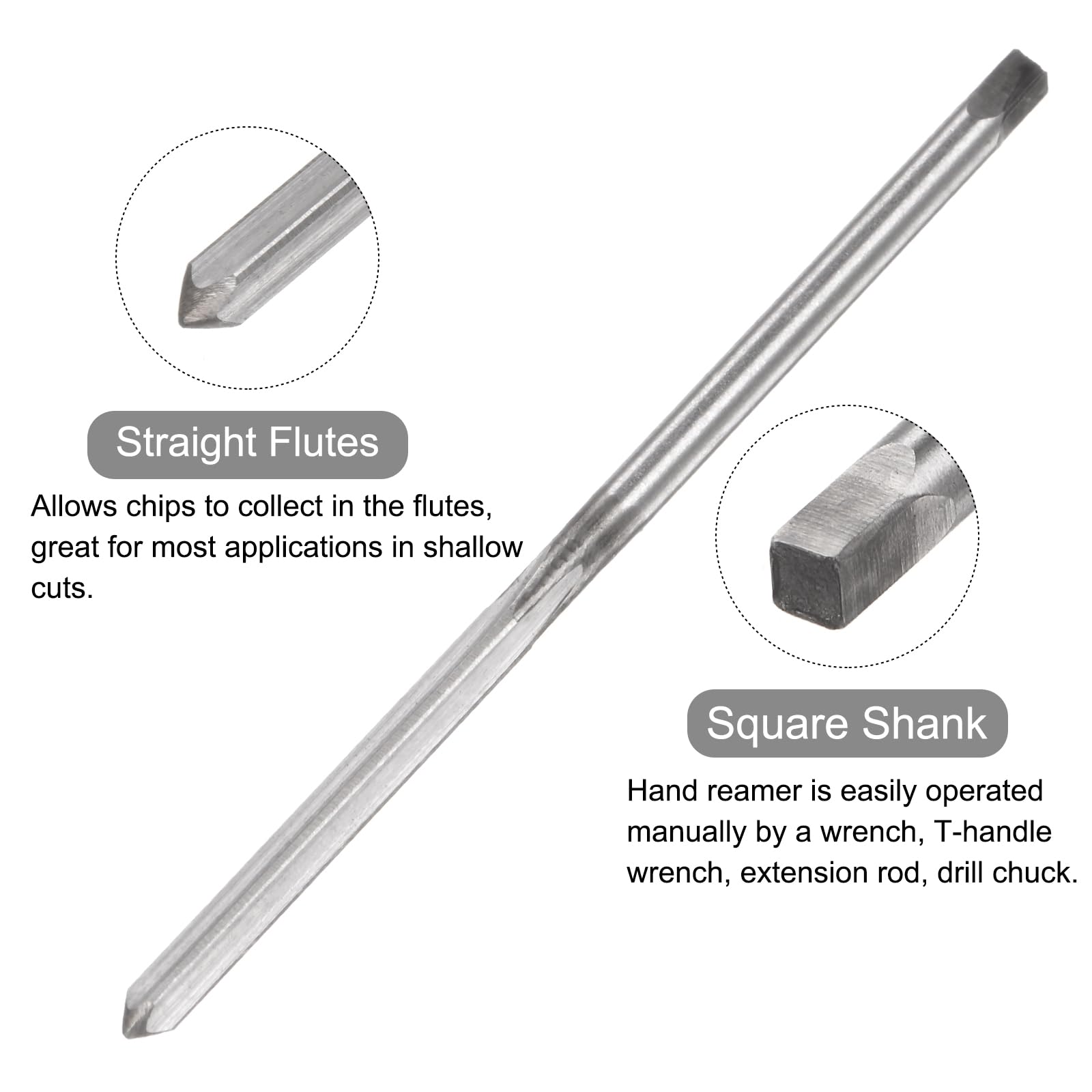 QUARKZMAN Escariadores Manuales, Barrena de Escariado Métrica H7 de 2.5 mm para Metal y Madera, de Acero de Alta Velocidad (HSS) con Flauta Recta
