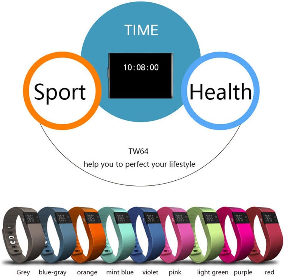 iTontek TW64 Bluetooth V4.0 Smart Watch Sport Bracelet Wristband Gym Running Pedometer Fitness Activity Tracker Reminder for IOS 6.1+version, Android 4.3+version - Pink